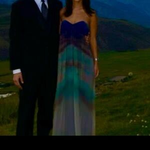 Twelfth St by Cynthia Vincent blue green ombre strapless dress